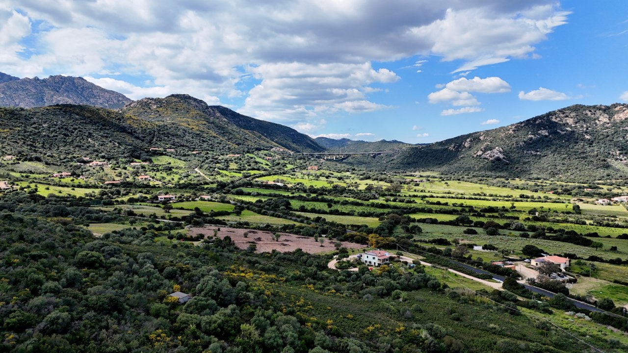 Der Weitblick ins Tal bietet grüne Weiten und Berge im Hintergrund Der Weitblick ins Tal bietet grüne Weiten und Berge im Hintergrund